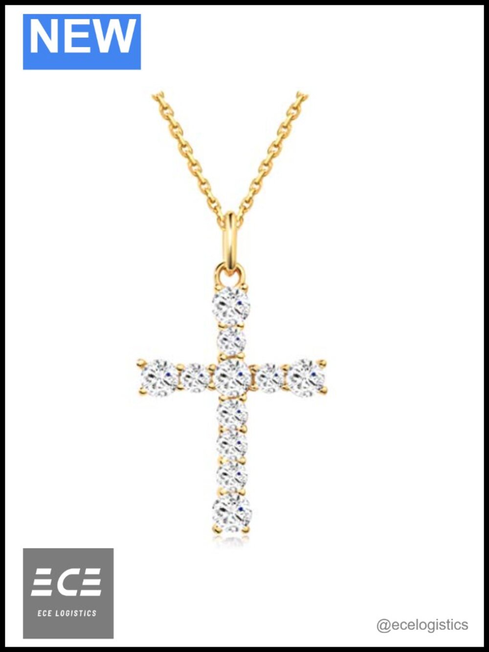 925 Sterling Silver Cross Necklace 18Karat Gold Plated Pendant
